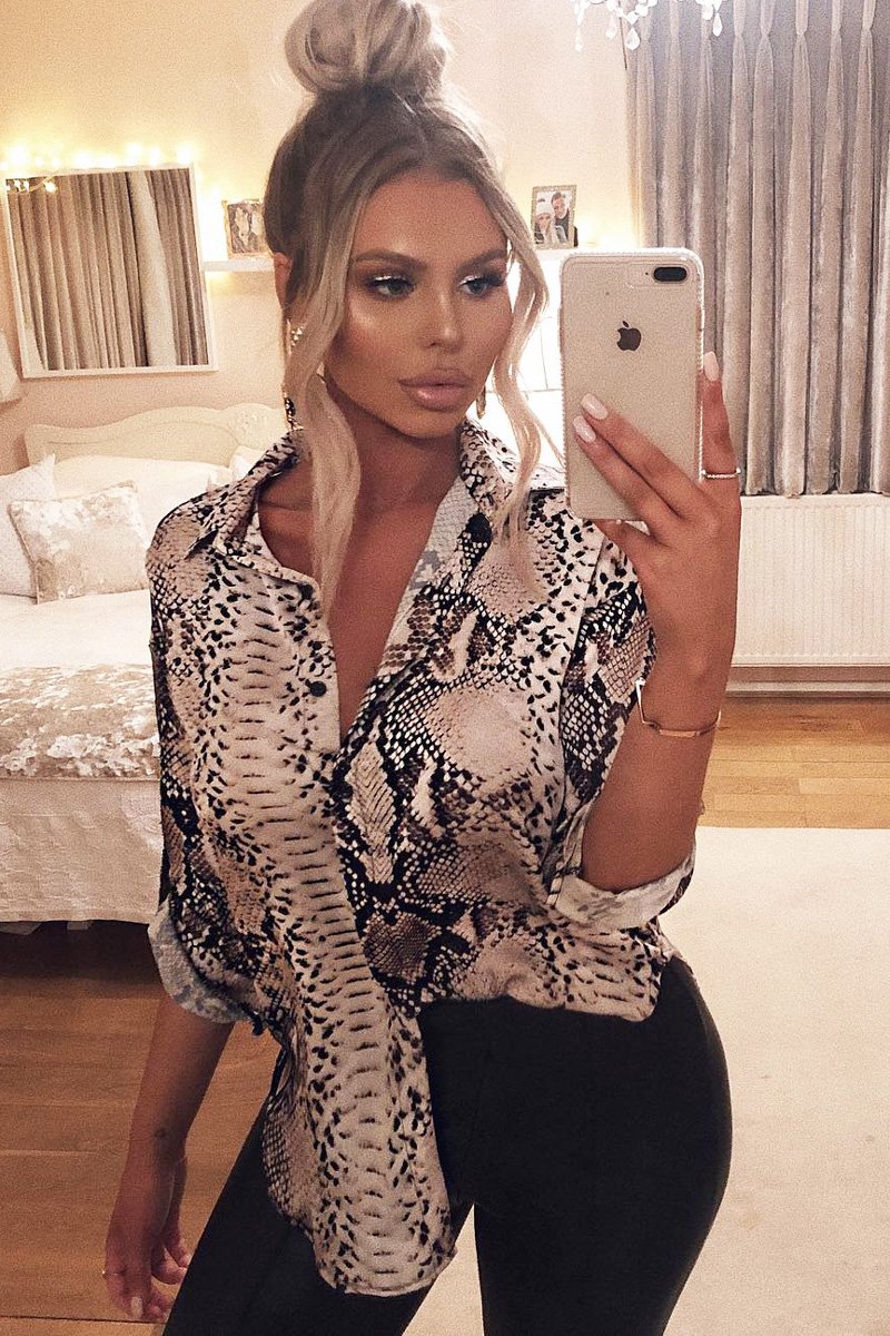Snake Print Satin Shirt - Ivani-Shirts