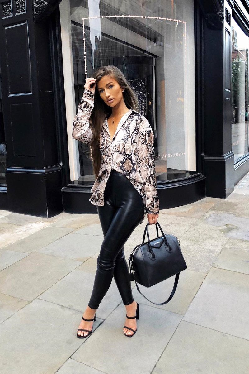 Snake Print Satin Shirt - Ivani-Shirts