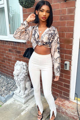 Snake Print Satin Shirt - Ivani-Shirts