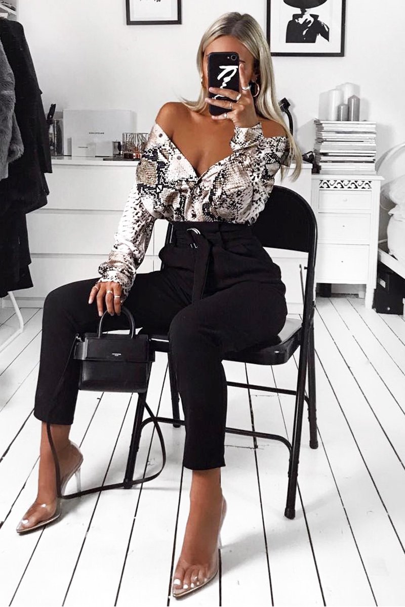 Snake Print Satin Shirt - Ivani-Shirts