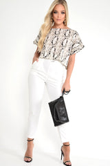 Snake Print Tie Side Crop Top - Brieann-Tops