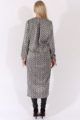 Snake Print Wrap Front Dip Hem Shirt - Kamlyn-Shirts