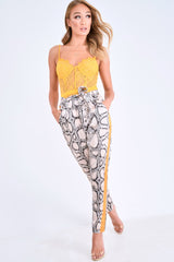 Snake Tie Waist Mustard Stripe Trousers - Isela-Trousers