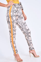 Snake Tie Waist Mustard Stripe Trousers - Isela-Trousers