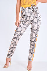 Snake Tie Waist Mustard Stripe Trousers - Isela-Trousers