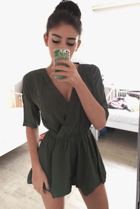 Soren Khaki Cross Over Playsuit