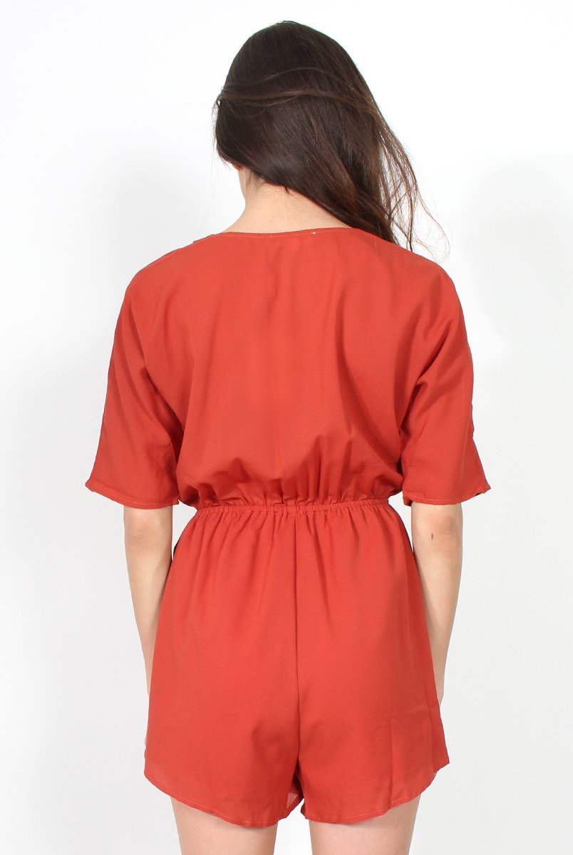 Soren Rust Cross Over Playsuit-Playsuits