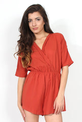 Soren Rust Cross Over Playsuit-Playsuits