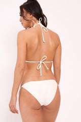 South Beach Cream Embroidered Triangle Tassel Bikini-Bikinis