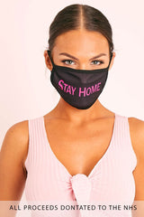 Stay Home Slogan Face Mask - Lydia-Mask