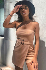 Stone Bandeau Belted Playsuit - Malie-Playsuits