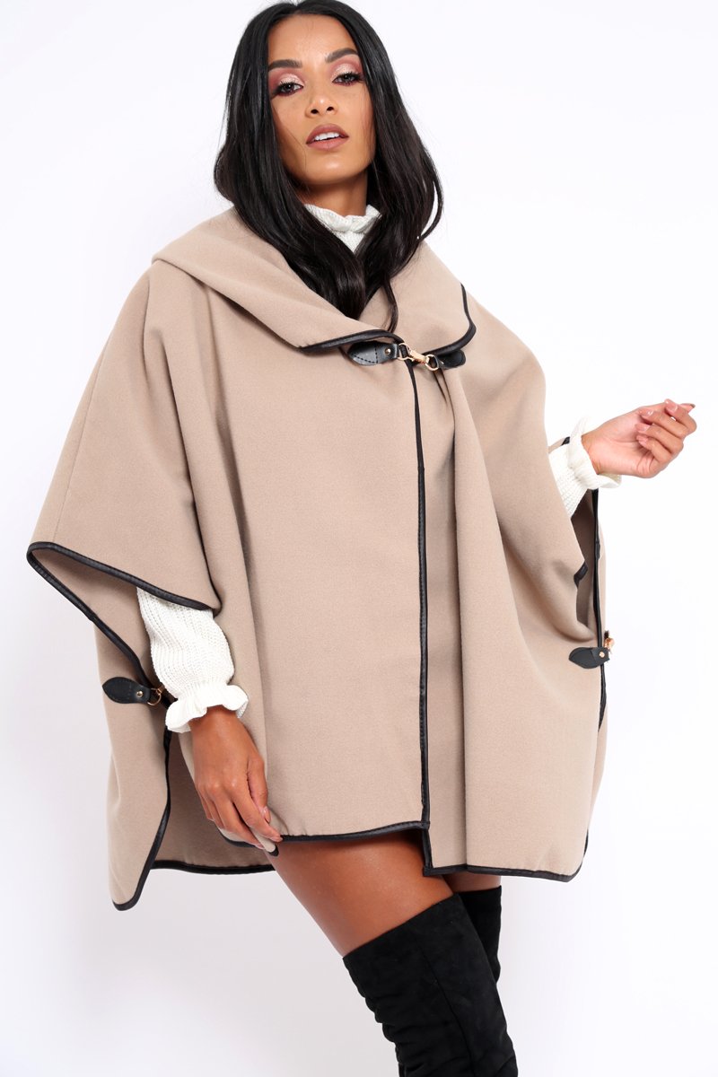Stone Buckle Clasp Poncho - Jozie-Jackets