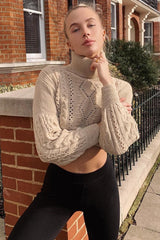 Stone Cable Knit Roll Neck Jumper - Maelie-Jumper