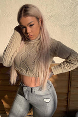 Stone Cable Knit Roll Neck Jumper - Maelie-Jumper