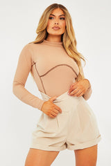 Stone Contrast Stitch Corset Detail Bodysuit - Adisa-Bodysuits