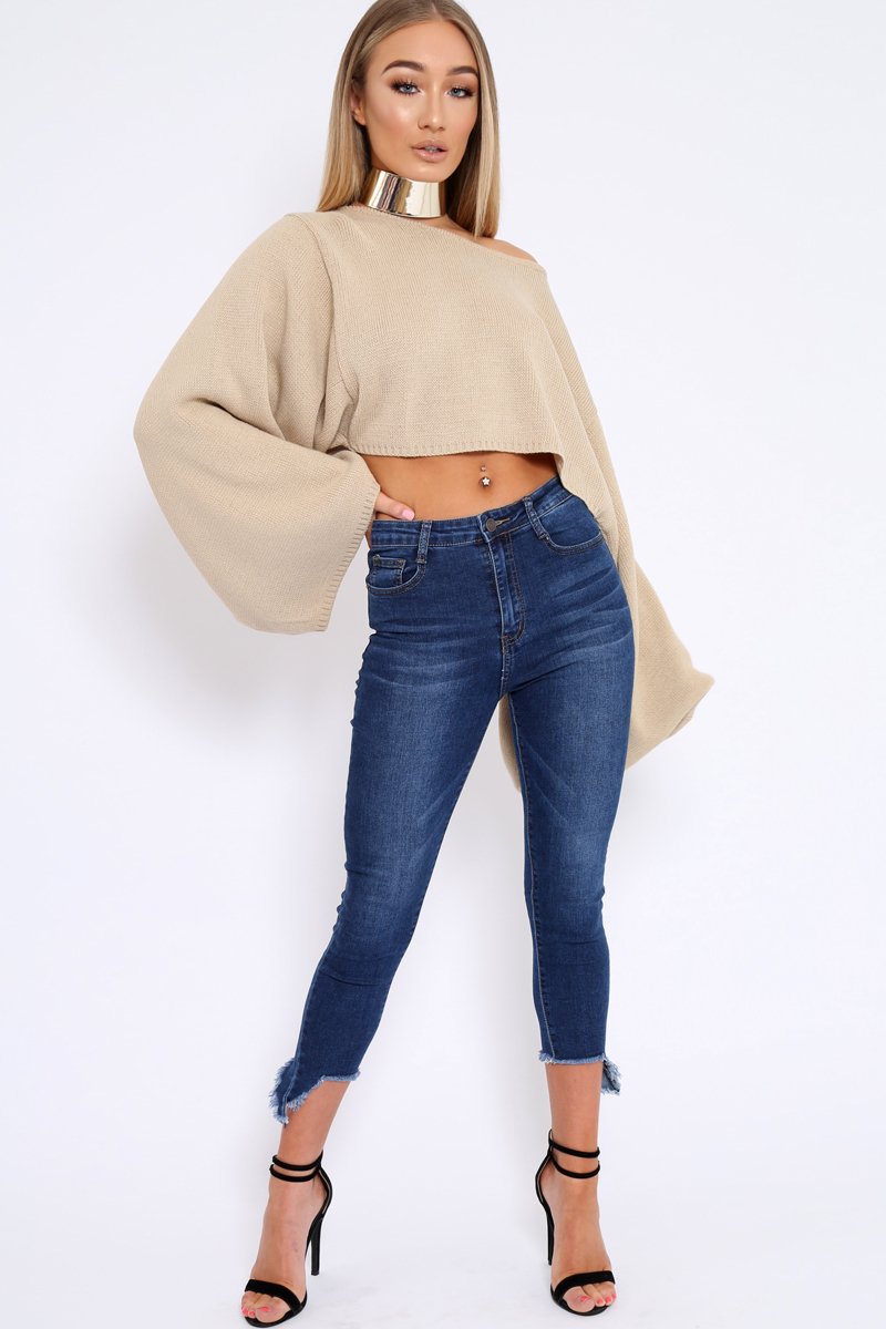 Stone Cropped Batwing Jumper - Carmin-Jumper