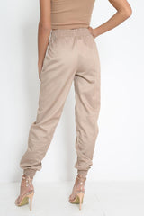 Stone Cuffed Leg Cargo Trousers - Kyrah-Trousers