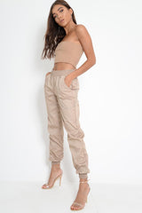 Stone Cuffed Leg Cargo Trousers - Kyrah-Trousers