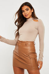 Stone Cut Out Long Sleeve Top - Camellia-Tops