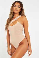 Stone Cut Out Off Shoulder Slinky Bodysuit - Jeanelle-Bodysuits