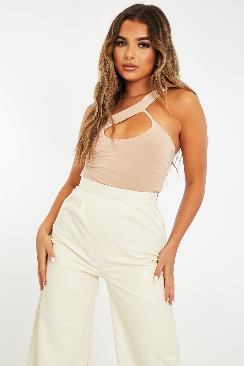 Stone Cut Out Off Shoulder Slinky Bodysuit - Jeanelle-Bodysuits