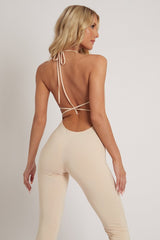 Stone Cut Out Tie Front Jumpsuit - Edla-Jumpsuits