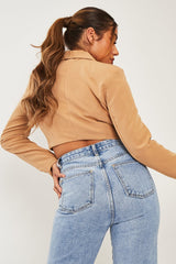 Stone Double Button Cropped Blazer - Dolly-Blazers