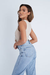 Stone Double Layered Slinky Square Neck Bodysuit - Iriana-Bodysuits