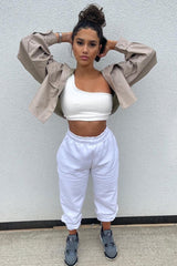 Stone Faux Leather Cropped Shacket - Ivyana-Shacket