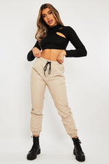 Stone Faux Leather Drawstring Waist Joggers - Persia-Joggers
