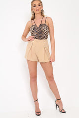 Stone Gold Button Front Shorts - Alencia-Shorts