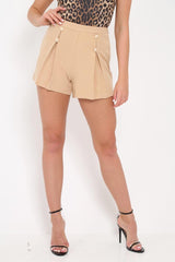 Stone Gold Button Front Shorts - Alencia-Shorts