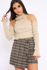 Stone Halter Neck Frill Jumper - Niley-Jumper