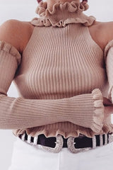 Stone Halter Neck Frill Jumper - Niley-Jumper