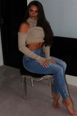 Stone Halter Neck Frill Jumper - Niley-Jumper