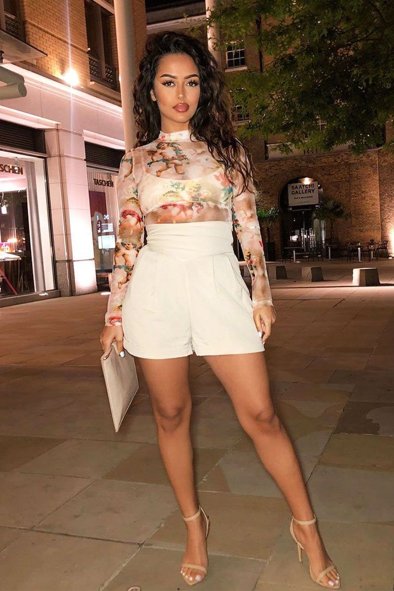 Stone High Waisted Tailored Shorts - Emile-Shorts