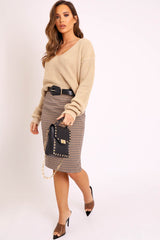 Stone Knit Plunge Neckline Jumper - Roselie-Jumper