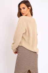 Stone Knit Plunge Neckline Jumper - Roselie-Jumper