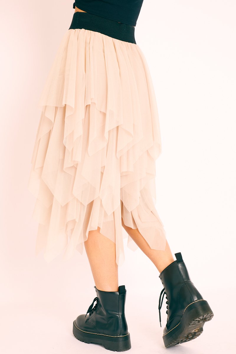 Stone Layered Tulle Midi Skirt - Laveta-Skirts