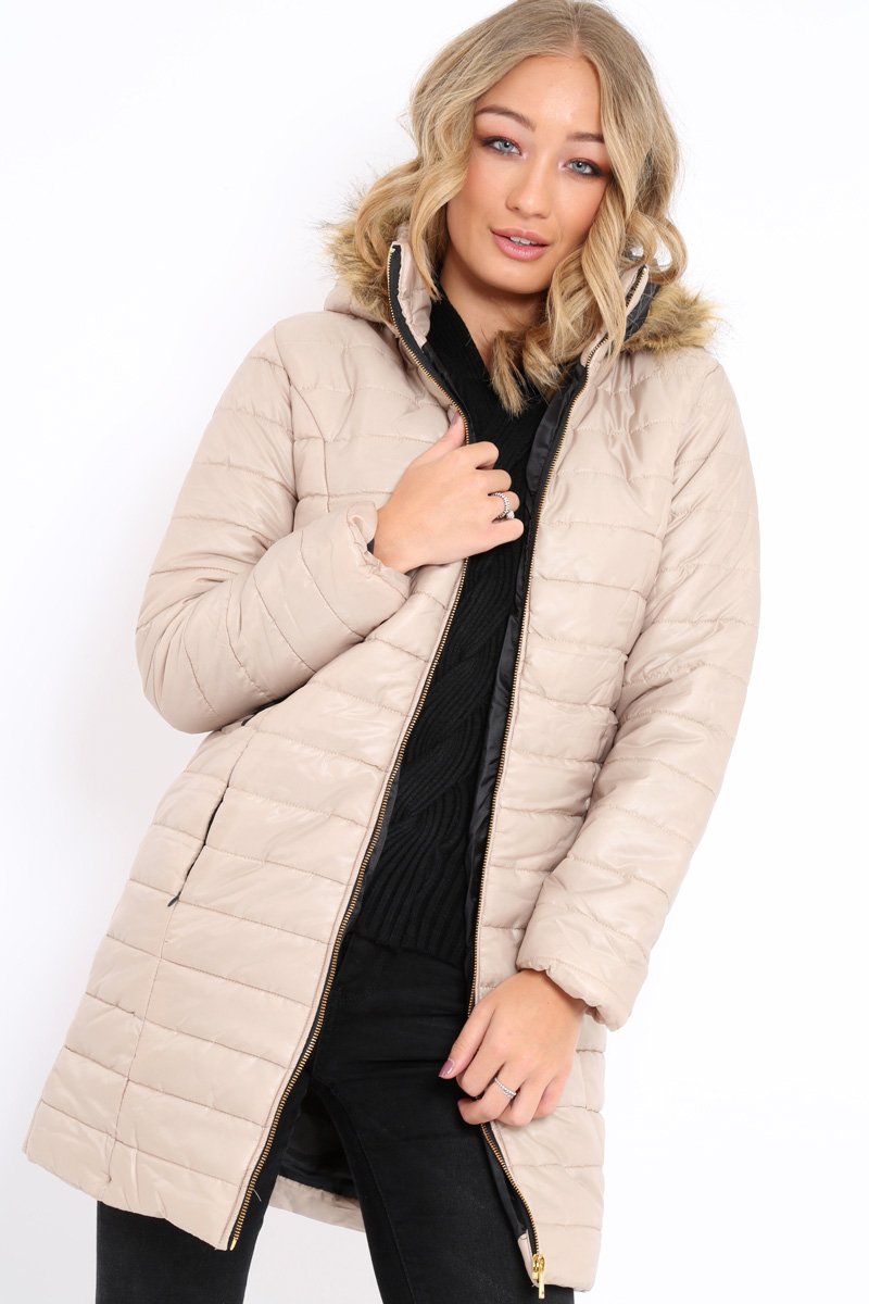 Stone Longline Puffer Jacket - Alexandra-Coats