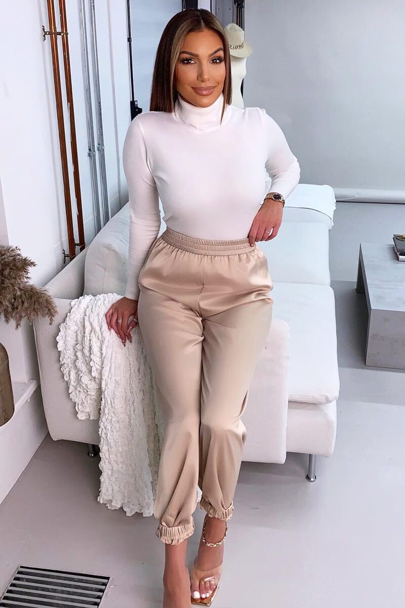 Stone Luxe Satin Joggers - Ilona-Joggers