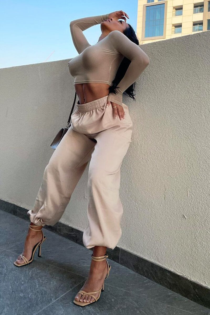 Stone Luxe Satin Joggers - Ilona-Joggers