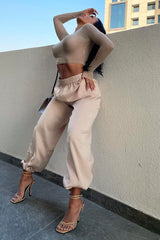 Stone Luxe Satin Joggers - Ilona-Joggers