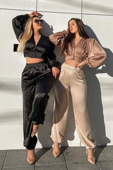 Stone Luxe Satin Joggers - Ilona-Joggers