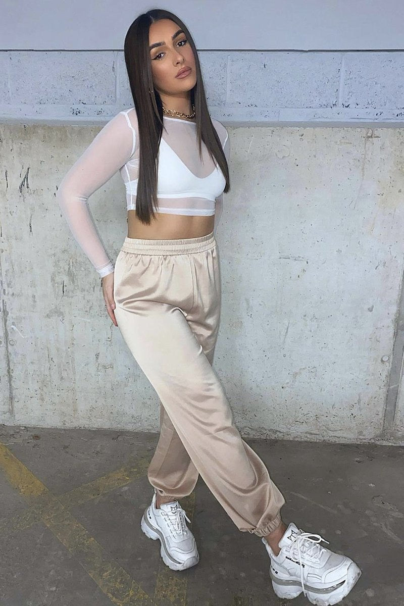 Stone Luxe Satin Joggers - Ilona-Joggers