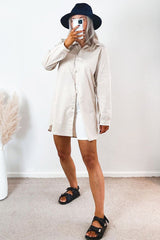 Stone Oversized Shirt Dress - Chelby-Shirts