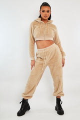 Stone Oversized Teddy Joggers - Havana-Joggers