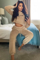 Stone Oversized Teddy Joggers - Havana-Joggers