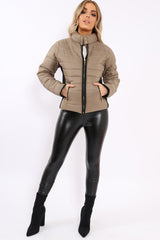 Stone Padded Coat with Side Panel Detail - Tallula-Coats