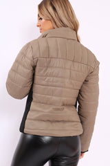 Stone Padded Coat with Side Panel Detail - Tallula-Coats